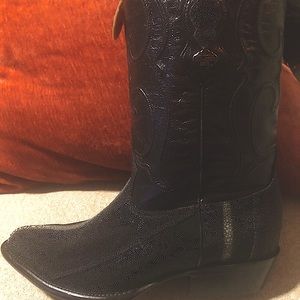 Black soft leather and Stingray Boots.     Very Nice size 10.5